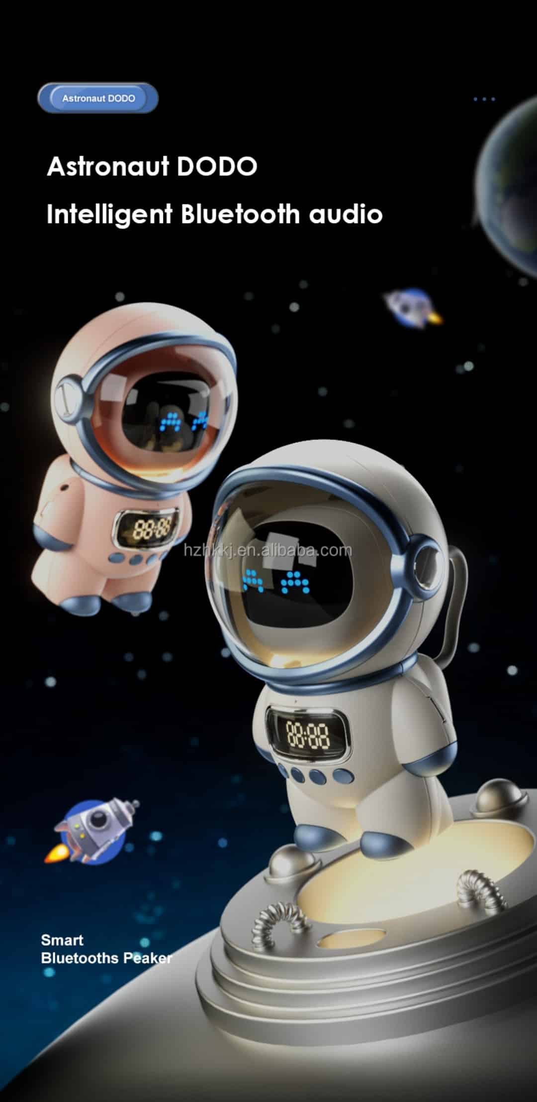 ลำโพงไร้สายขนาดเล็กอัจฉริยะ Minimality Smart Astronaut Speaker AI Robot พร้อมฟังก์ชันนาฬิกาปลุก ไฟกลางคืน - Image 15