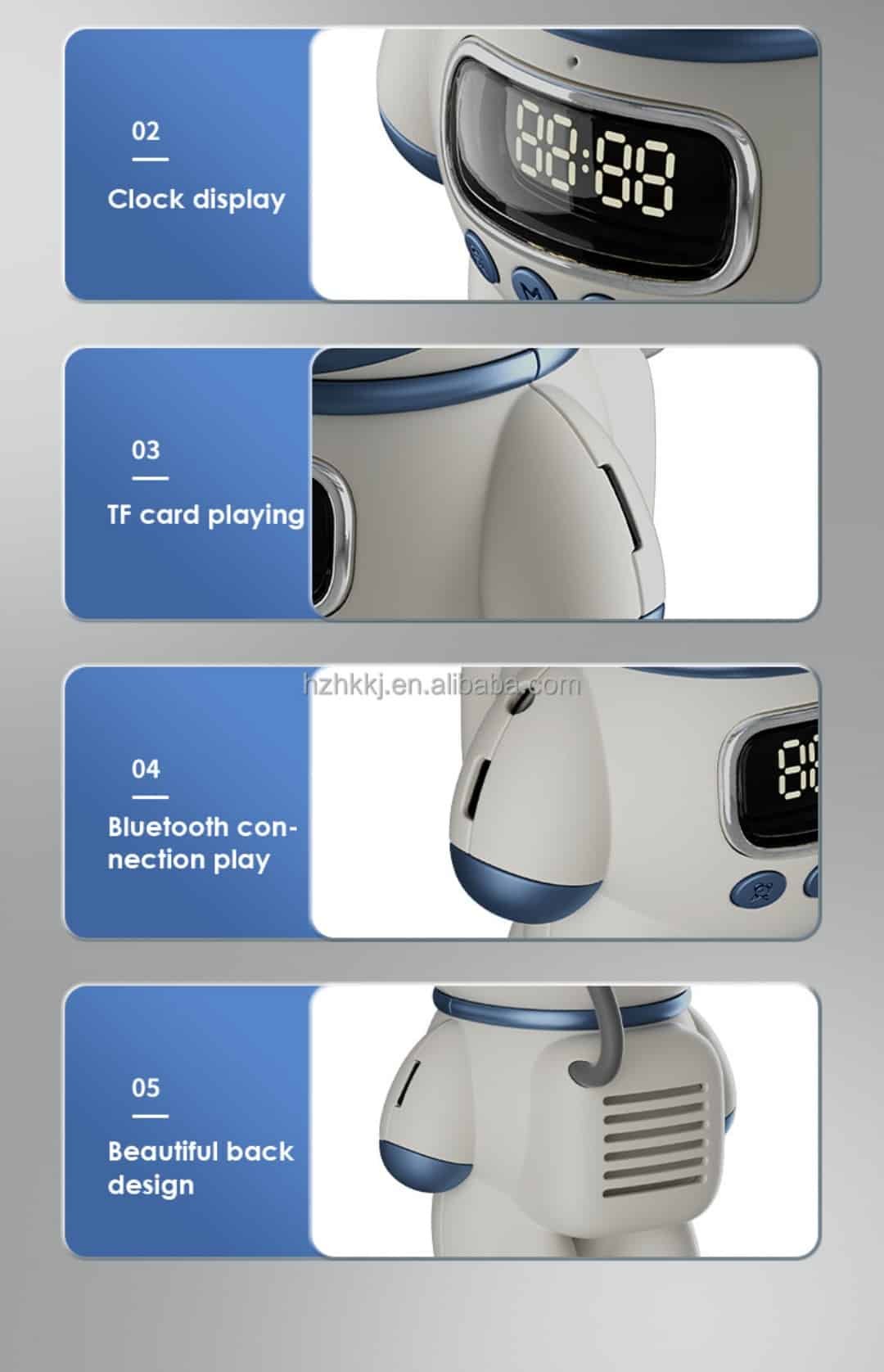 ลำโพงไร้สายขนาดเล็กอัจฉริยะ Minimality Smart Astronaut Speaker AI Robot พร้อมฟังก์ชันนาฬิกาปลุก ไฟกลางคืน - Image 8